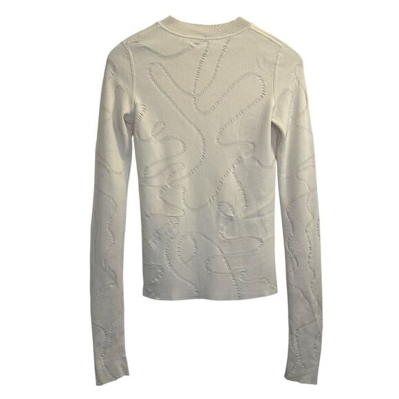 HELMUT LANG Cream Jacquard Long Sleeve Top - Picture 5 of 10